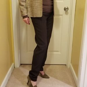 Italian made dark brown crepe slim trousers sz 4?